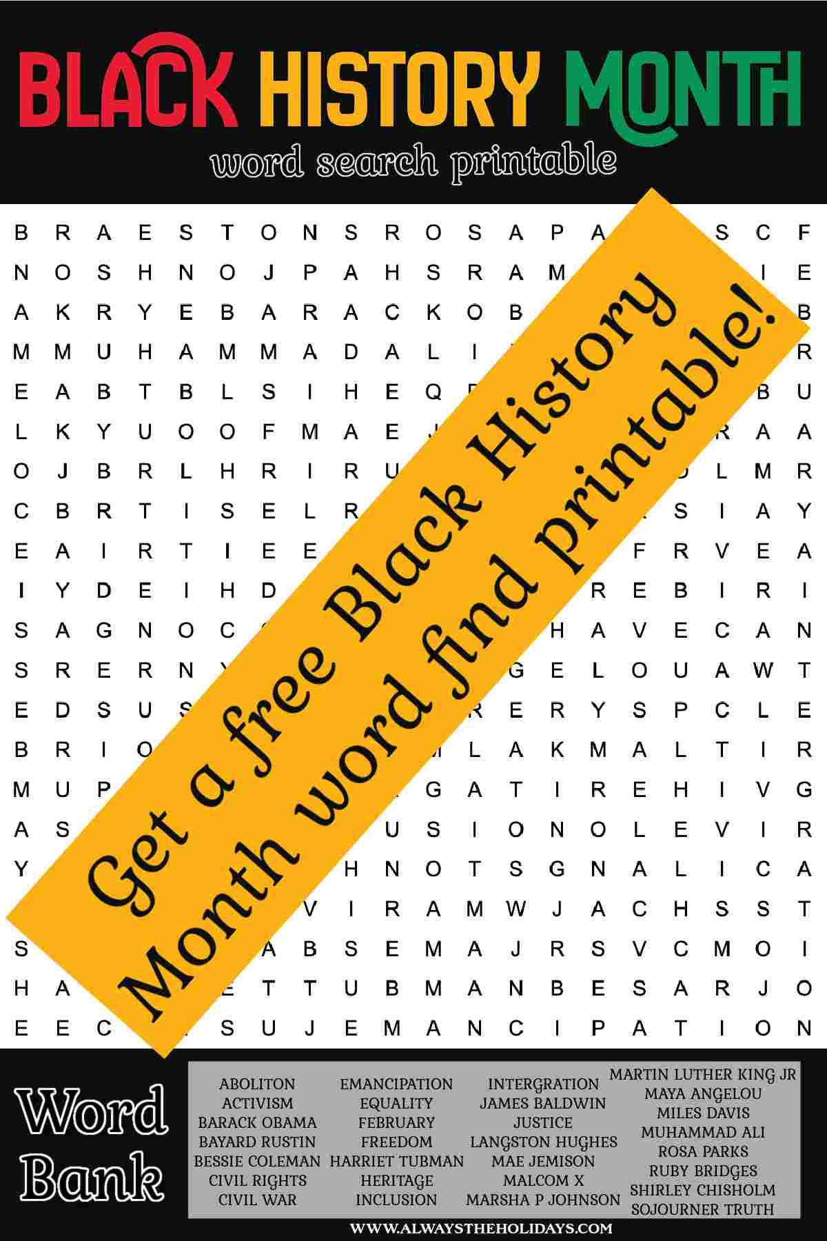 Black History Month Word Search Free Printable With Answer Key Black History Month Word Search Free Printable With Answer Key