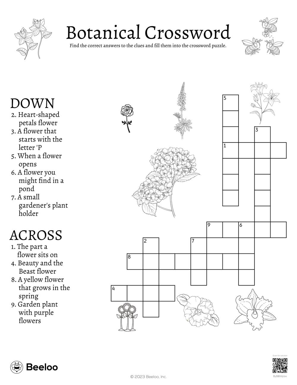 Botanical Crossword Beeloo Printable Crafts And Activities For Kids Botanical Crossword Beeloo Printable Crafts And Activities For Kids