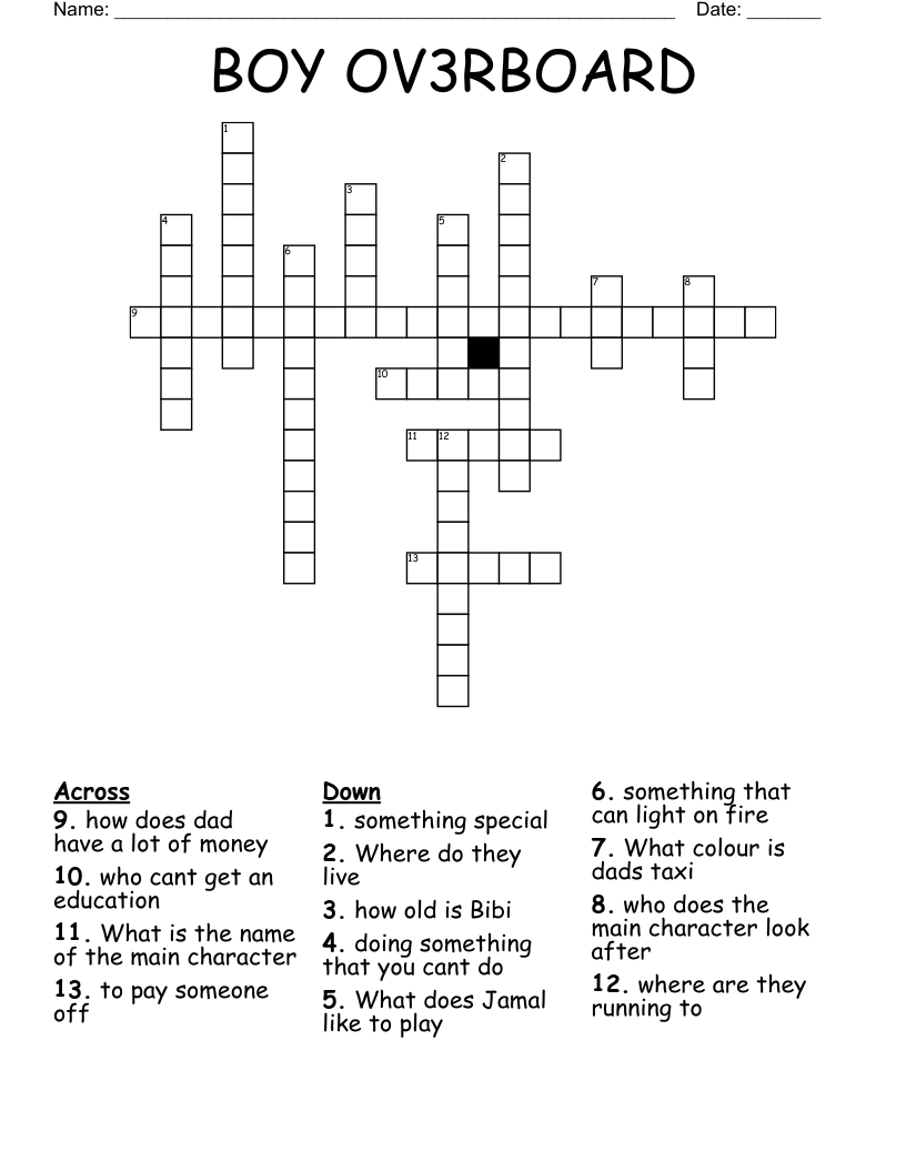 BOY OVER BOARD Crossword WordMint