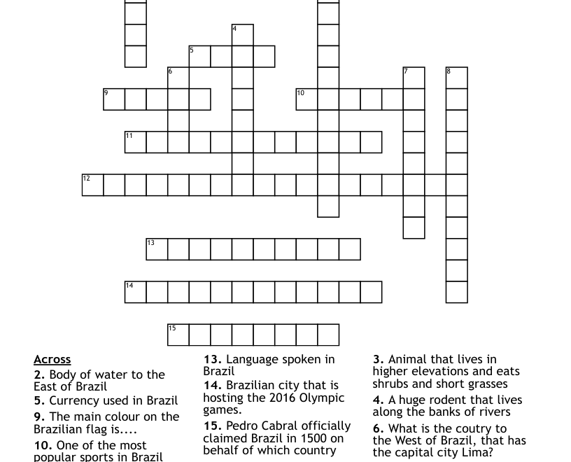 BRAZIL Crossword WordMint