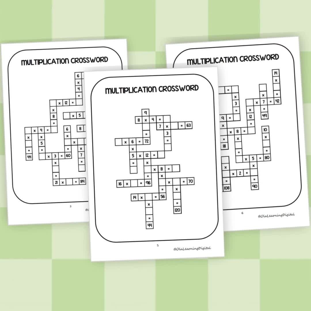 Multiplication Crossword Printable