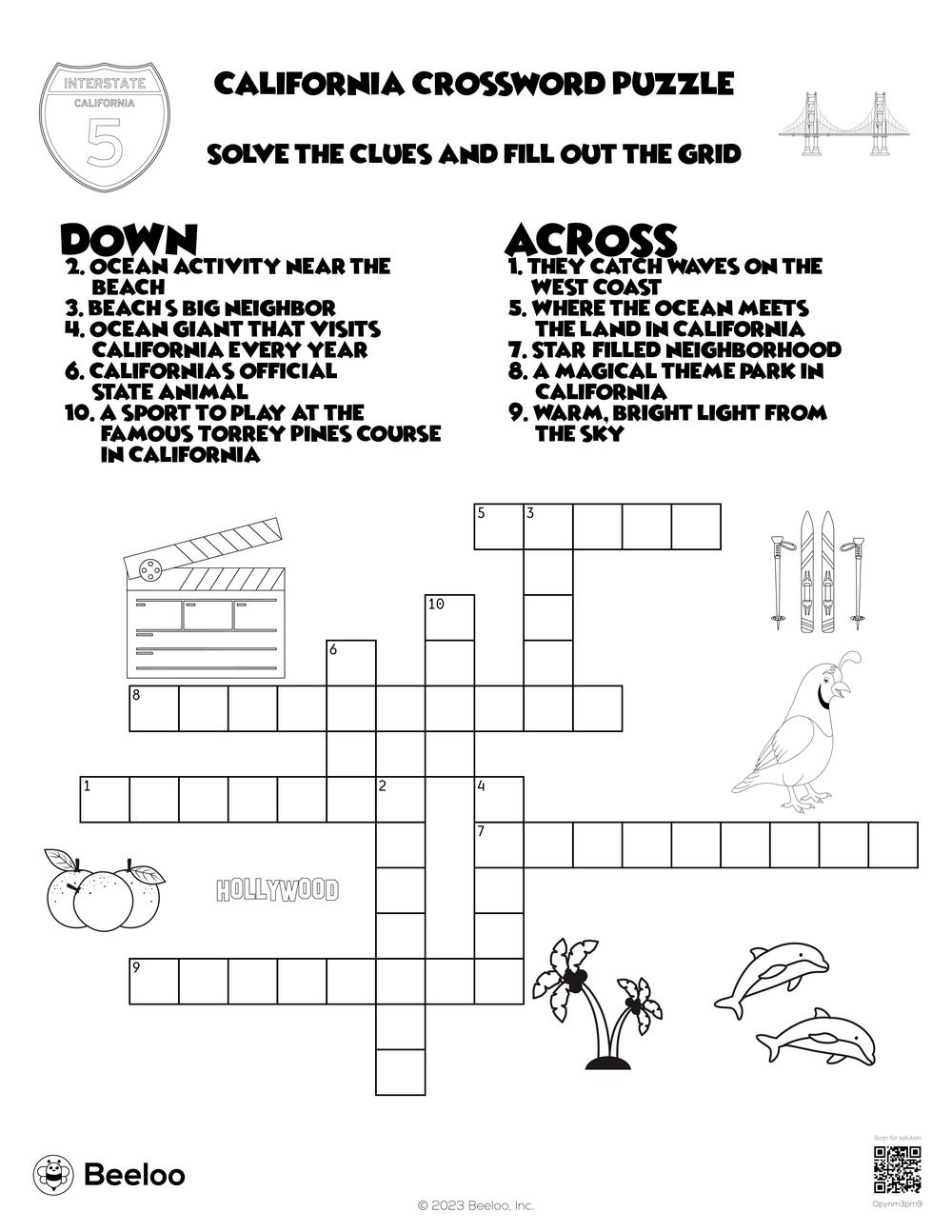 California Crossword Puzzle Beeloo Printable Crafts And Activities For Kids California Crossword Puzzle Beeloo Printable Crafts And Activities For Kids