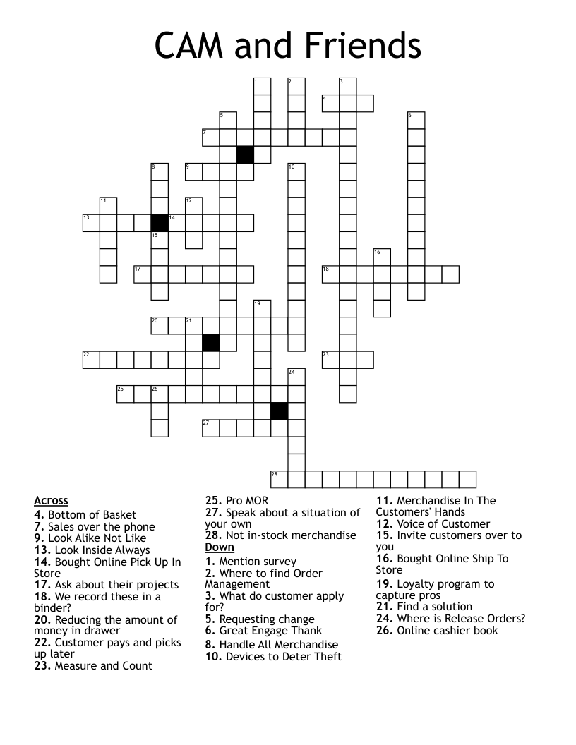 CAM And Friends Crossword WordMint