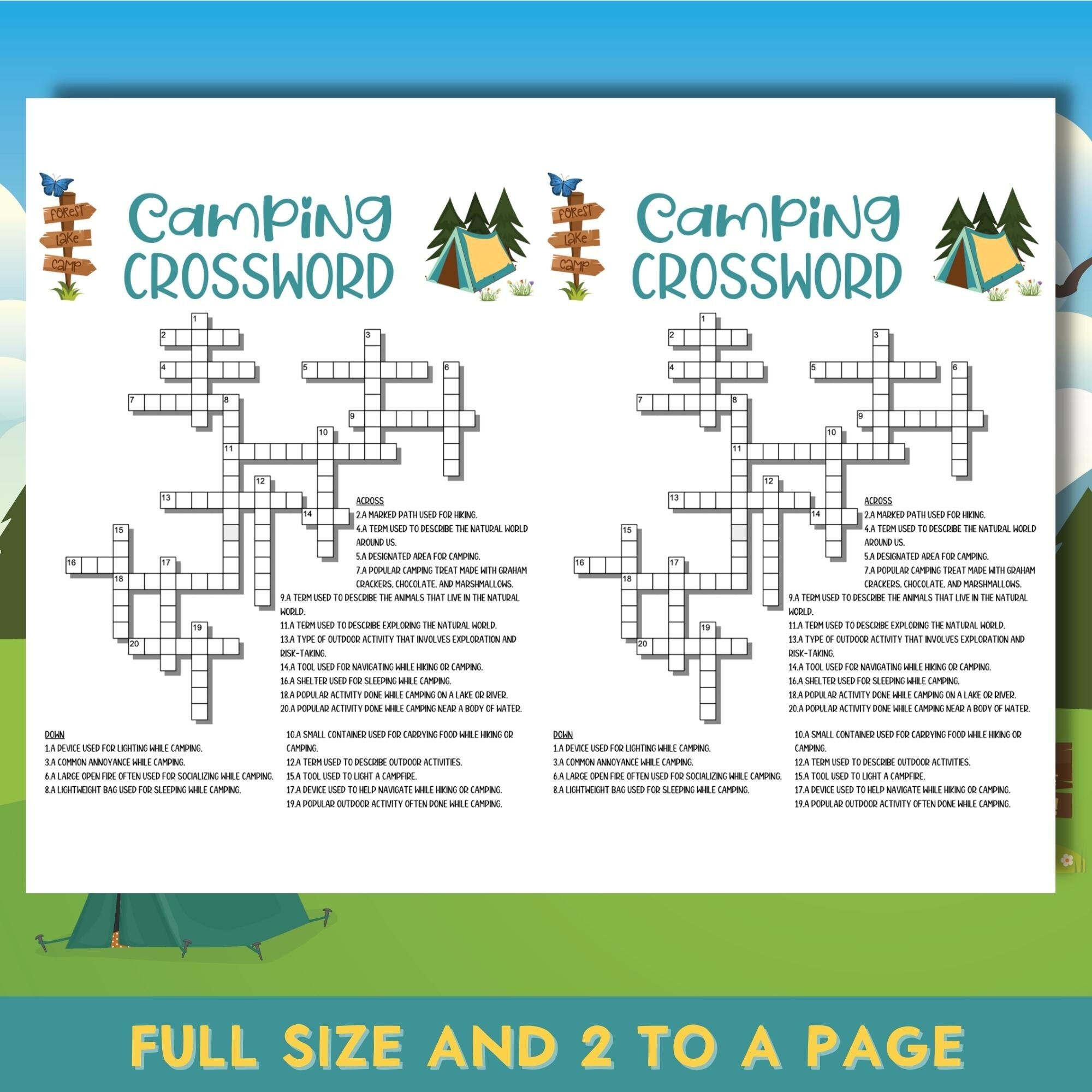 Camping Crossword Puzzle Printable Camping Trip Game Summer Camp Family Fun End Of School Activities Etsy Camping Crossword Puzzle Printable Camping Trip Game Summer Camp Family Fun End Of School Activities Etsy