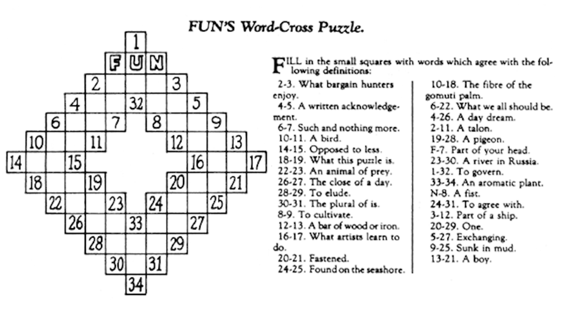 Can You Solve The World s First Crossword Puzzle  Can You Solve The World s First Crossword Puzzle