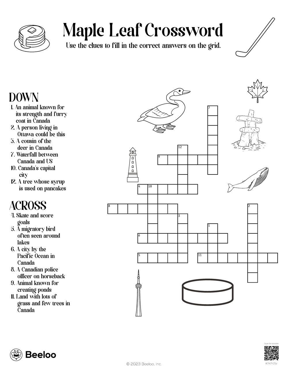 Canada themed Crossword Puzzles Beeloo Printable Crafts And Activities For Kids Canada themed Crossword Puzzles Beeloo Printable Crafts And Activities For Kids