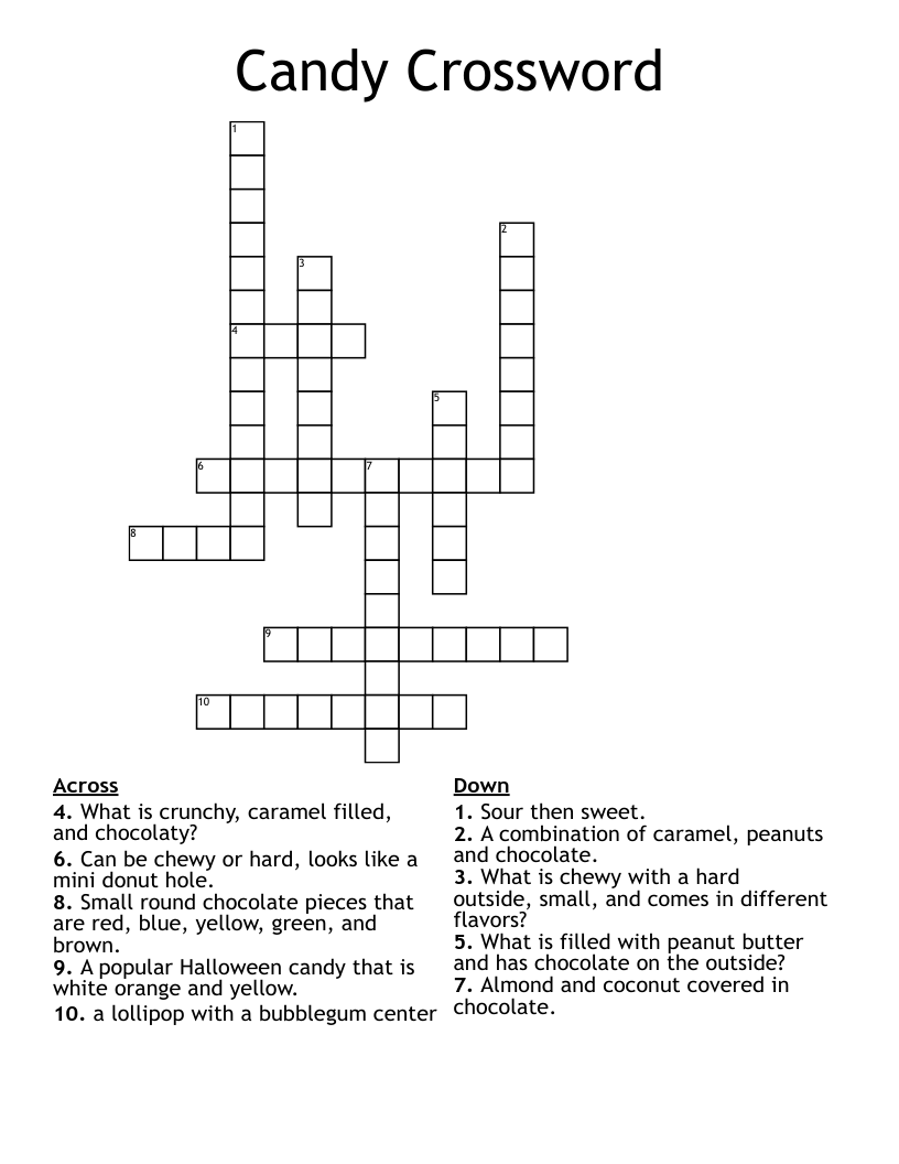 Candy Crossword WordMint Candy Crossword WordMint