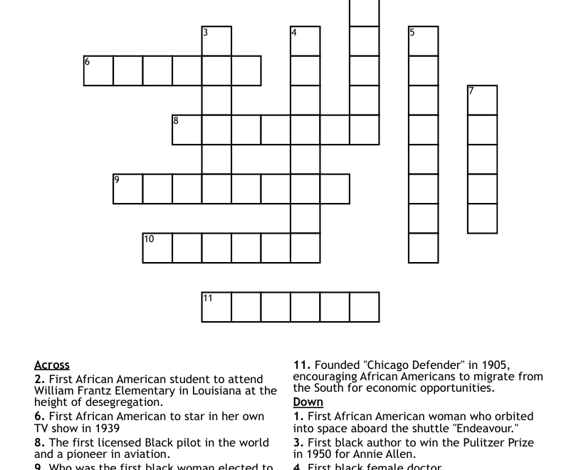 Celebrating Black History Month Crossword WordMint
