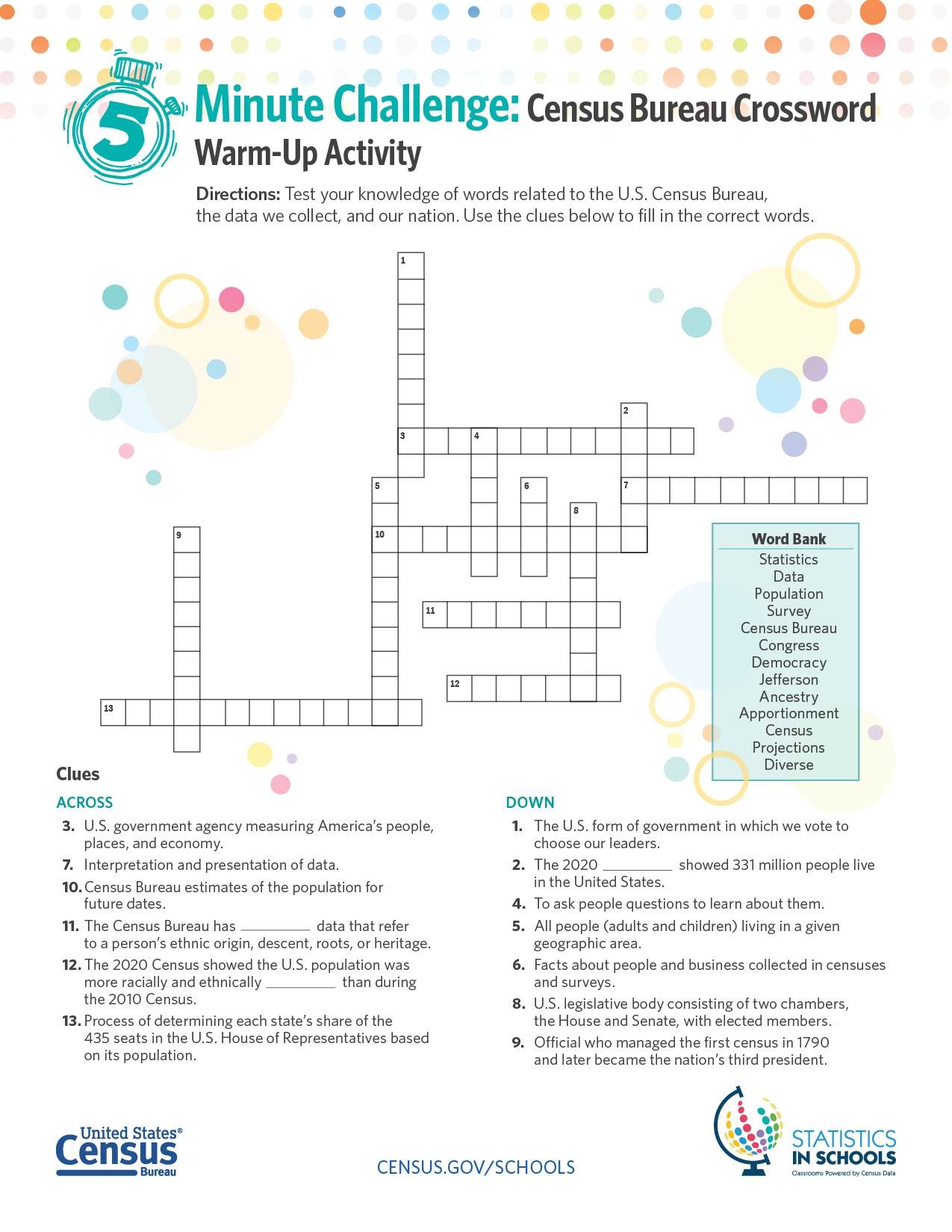 Census Word Find And Crossword Warm Up Activities Census Word Find And Crossword Warm Up Activities