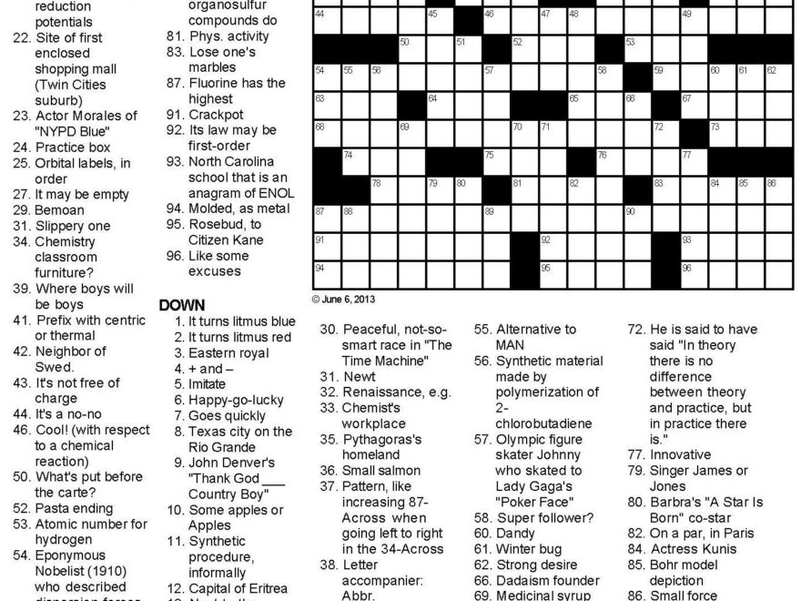 Chemistry Crossword Puzzle