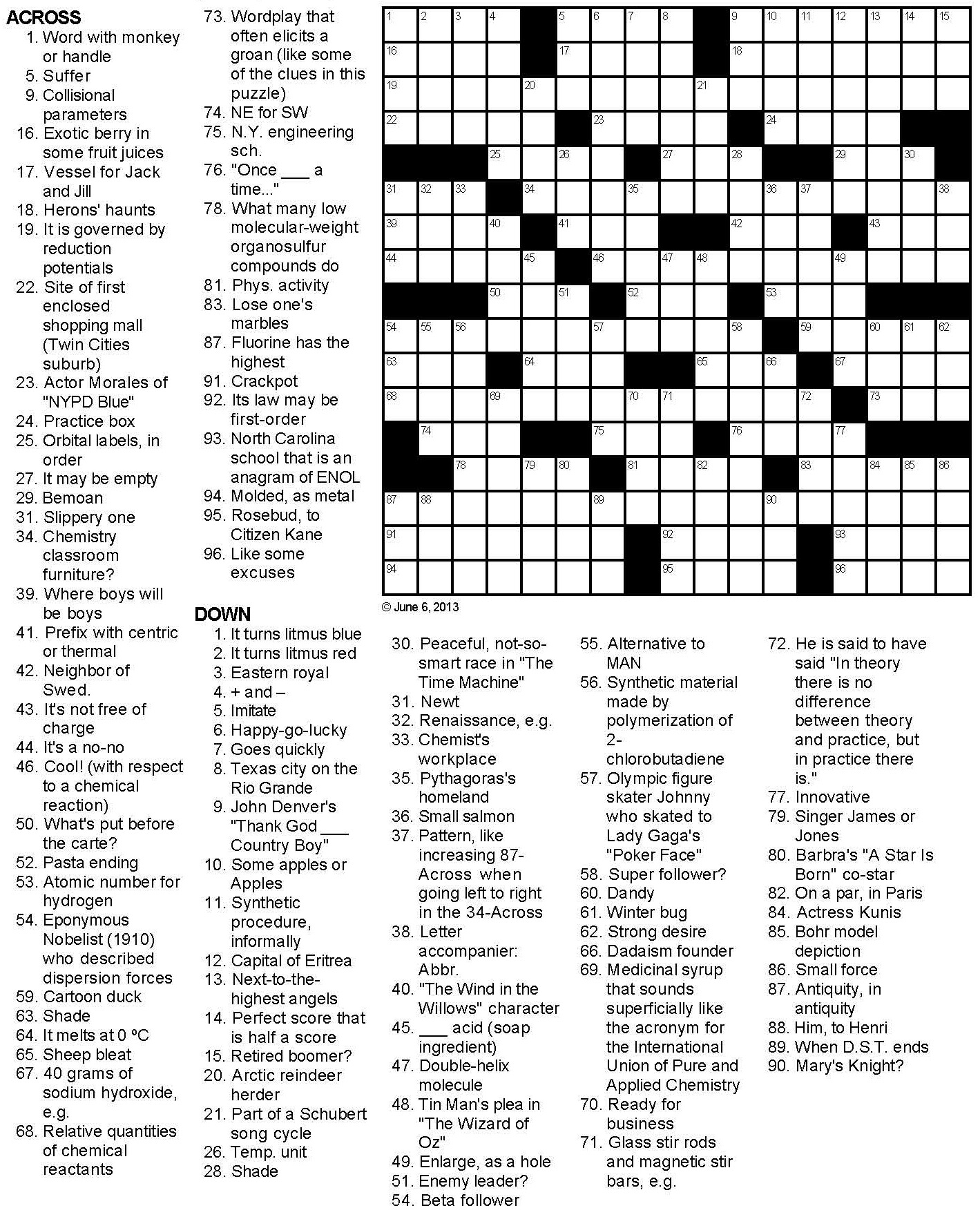 Chemistry Crossword Puzzle Chemistry Crossword Puzzle