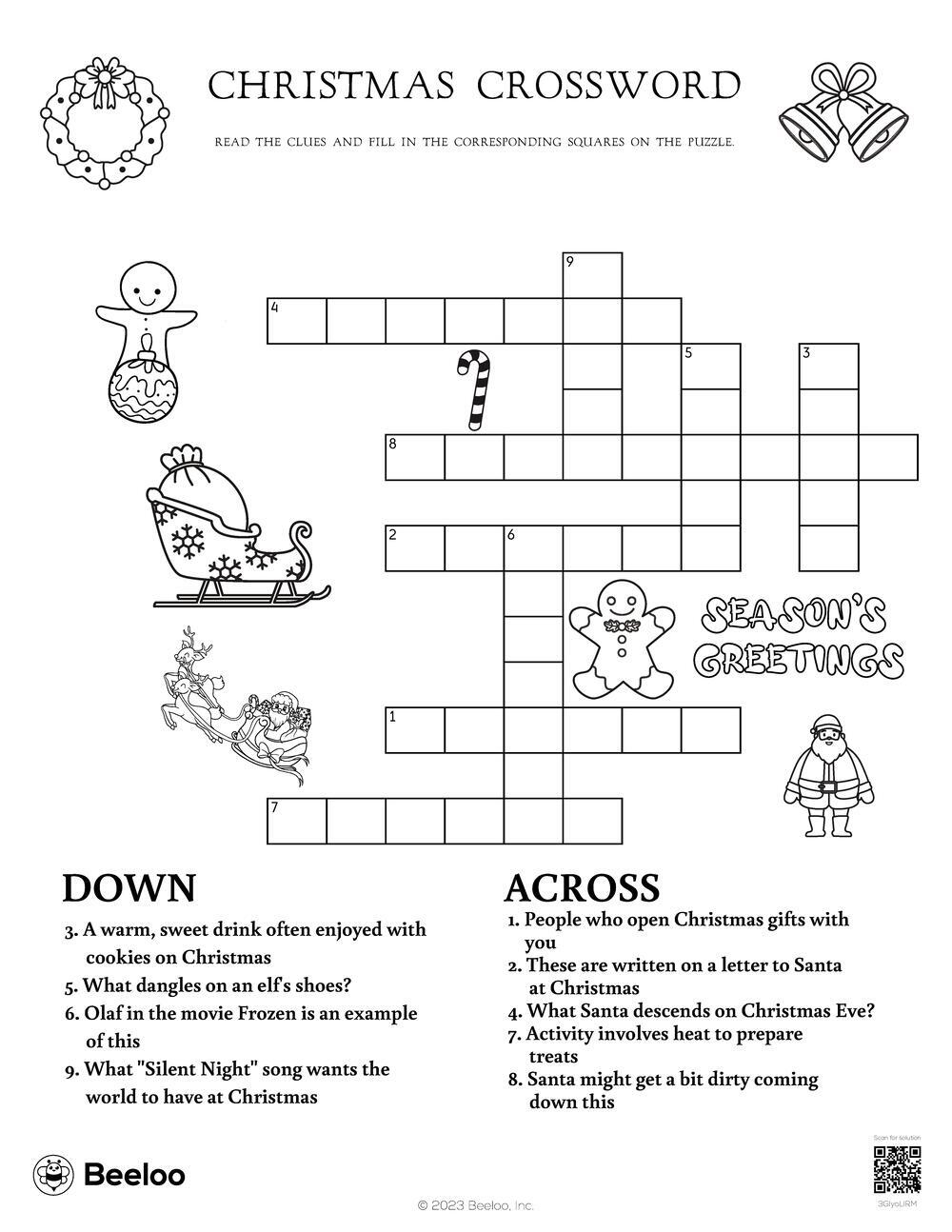 Christmas Crossword Beeloo Printable Crafts And Activities For Kids Christmas Crossword Beeloo Printable Crafts And Activities For Kids