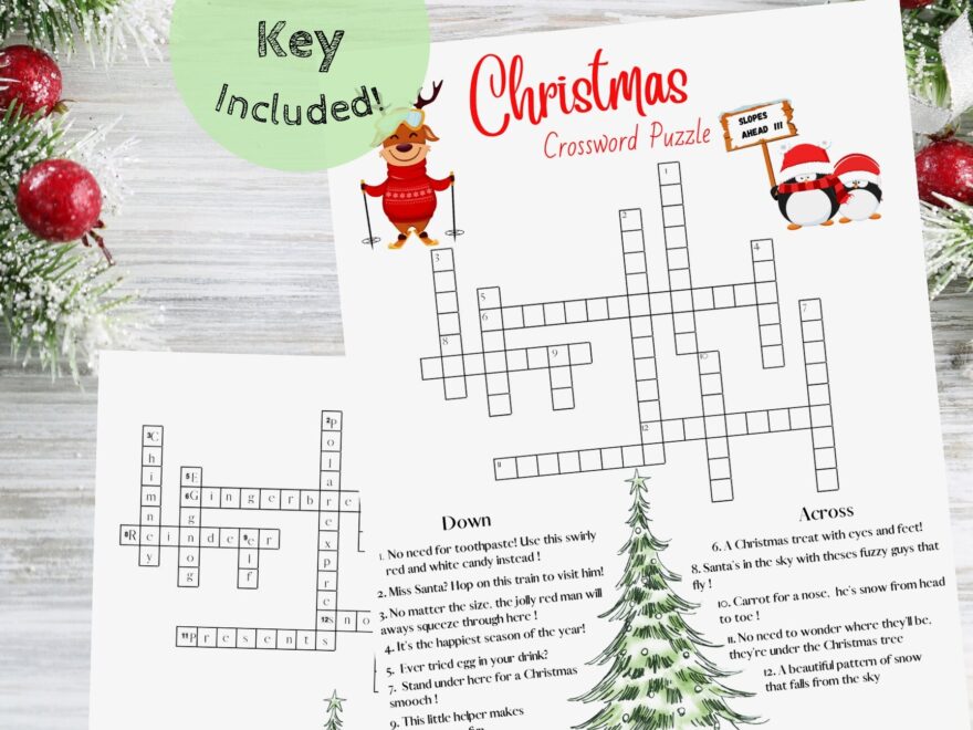 Christmas Crossword Puzzle Christmas Family Games Christmas Word Games Christmas Games For Kids Etsy