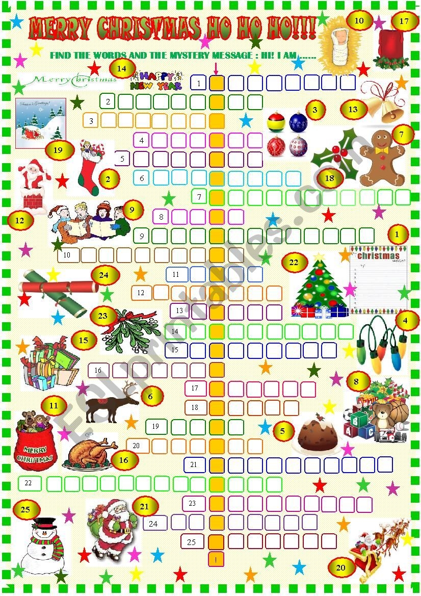 Christmas Crossword Puzzle ESL Worksheet By Spied d aignel Christmas Crossword Puzzle ESL Worksheet By Spied d aignel