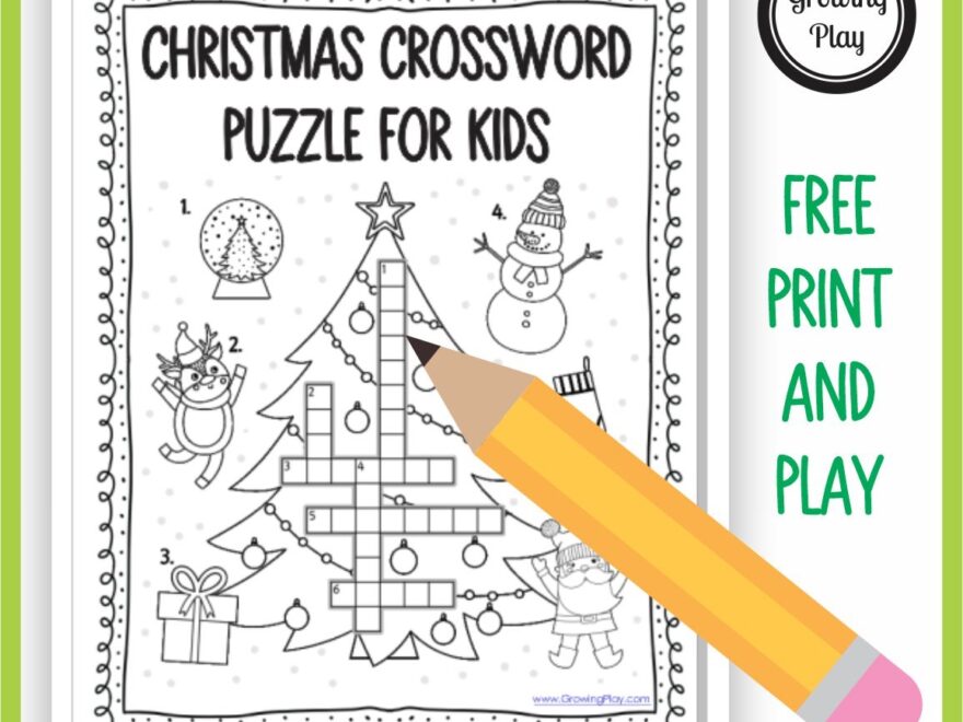 Christmas Crossword Puzzle For Kids Growing Play