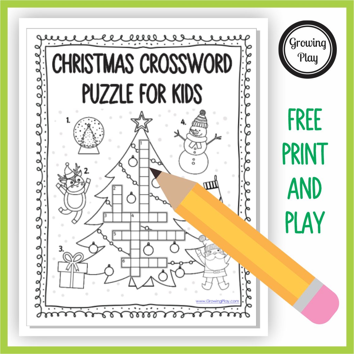 Christmas Crossword Puzzle For Kids Growing Play Christmas Crossword Puzzle For Kids Growing Play