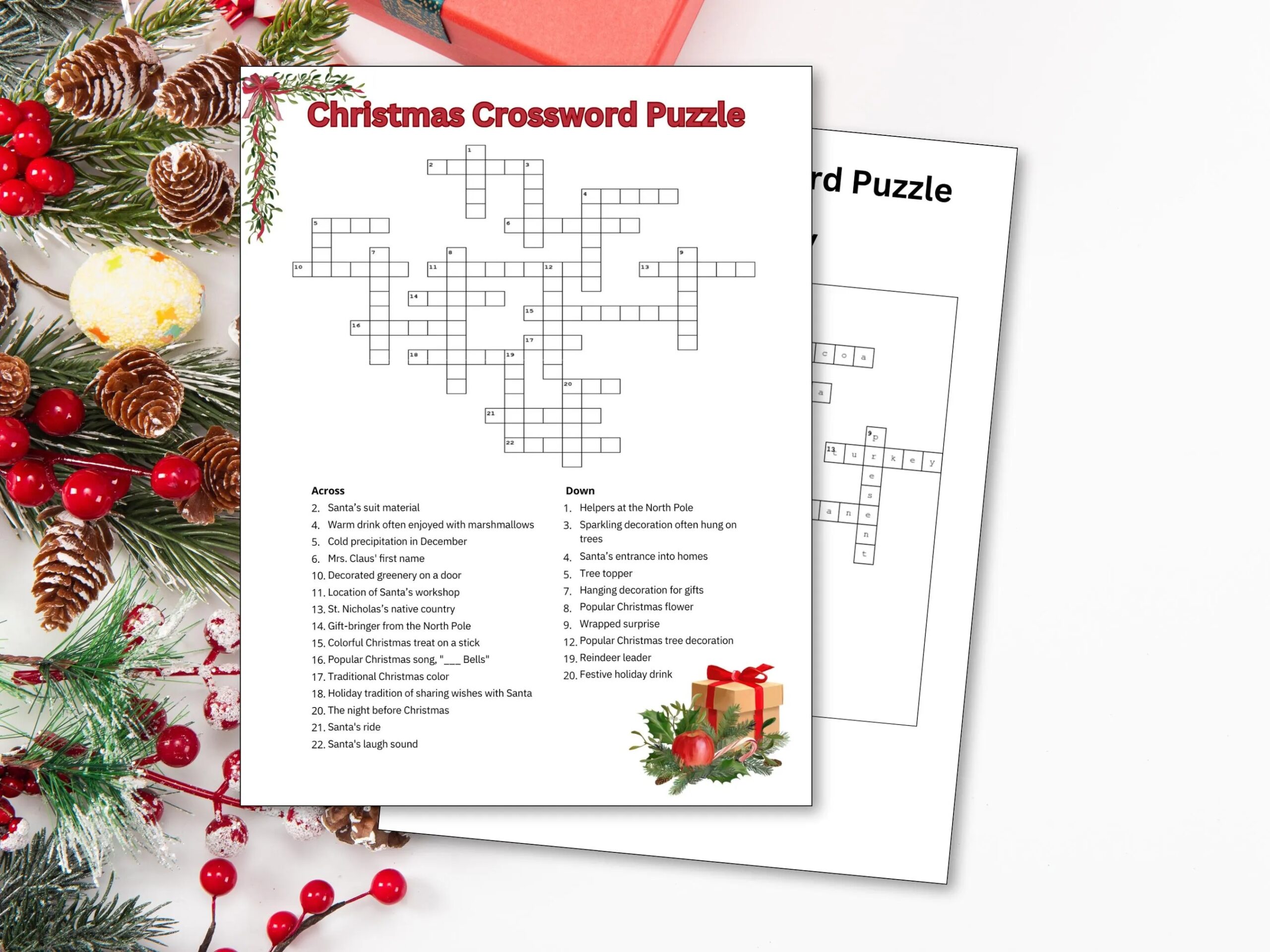 Christmas Crossword Puzzle Printable Worksheet Game kids Adults Family Seniors Etsy UK Christmas Crossword Puzzle Printable Worksheet Game kids Adults Family Seniors Etsy UK