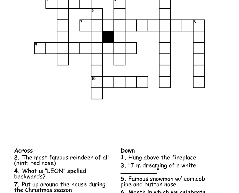 Christmas Crossword Puzzle WordMint