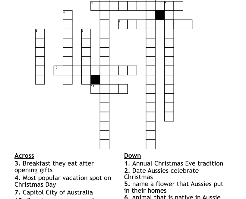 Christmas In Australia Crossword WordMint