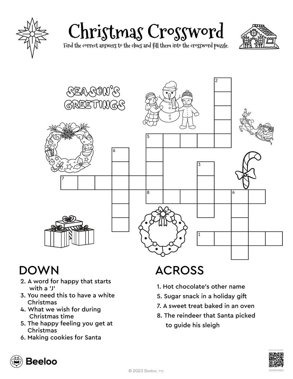 Christmas themed Crossword Puzzles Beeloo Printable Crafts And Activities For Kids