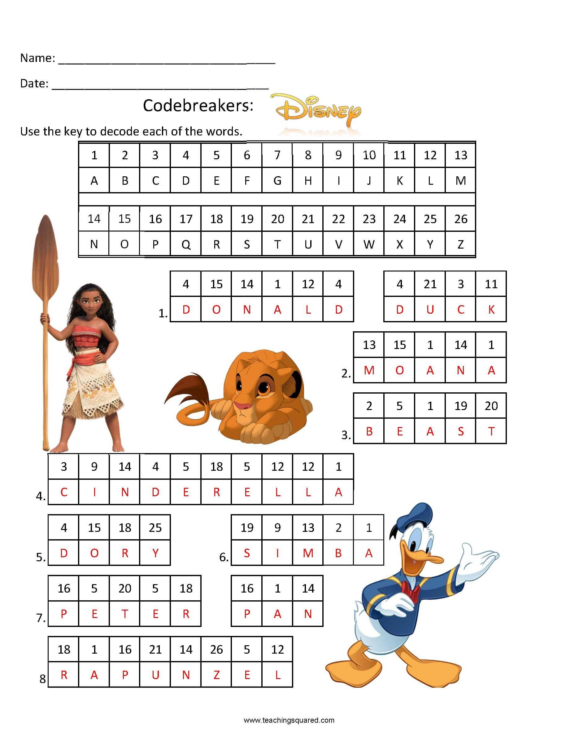 Codebreakers Disney Teaching Squared Codebreakers Disney Teaching Squared