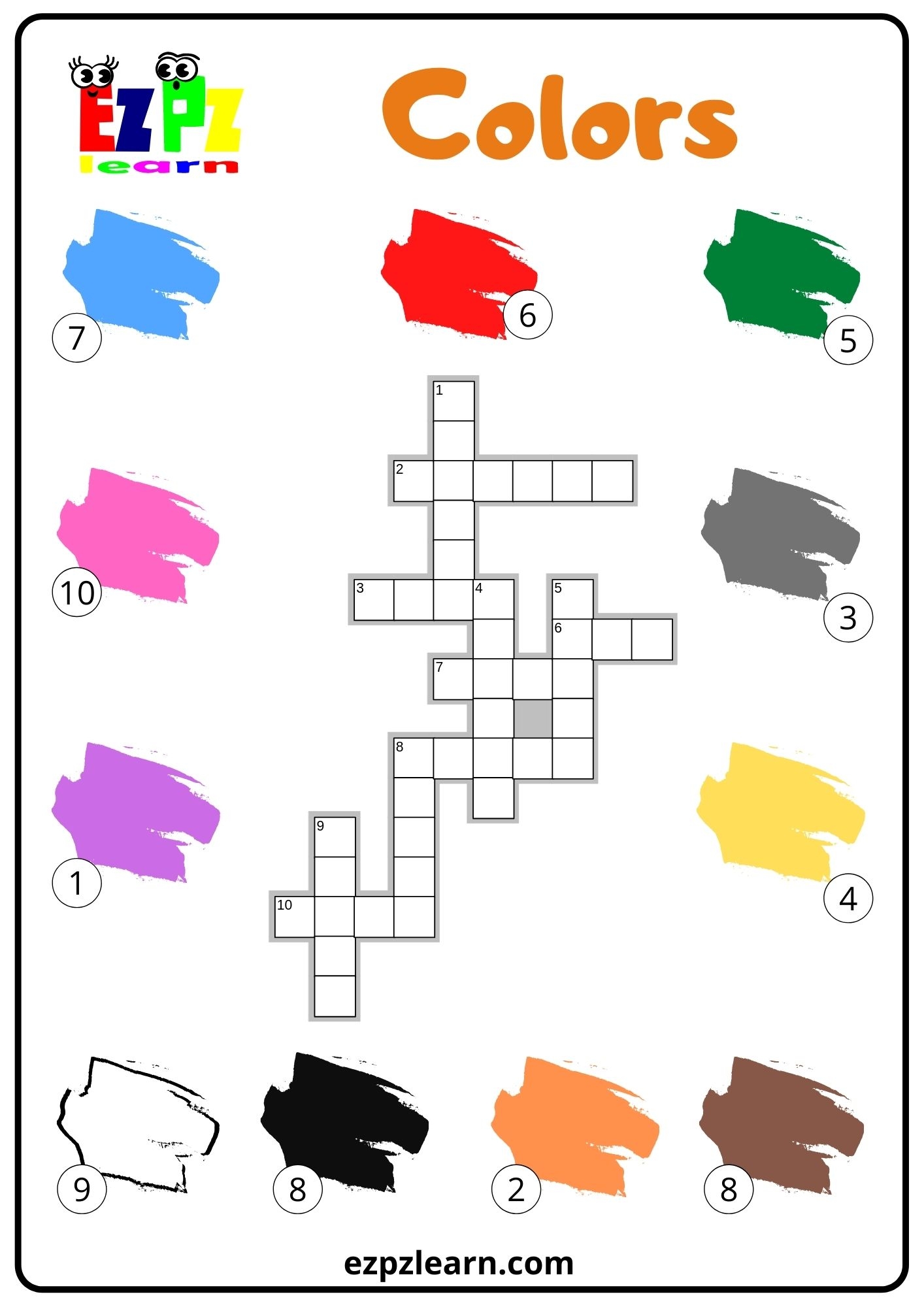 Colors Crossword Ezpzlearn Colors Crossword Ezpzlearn
