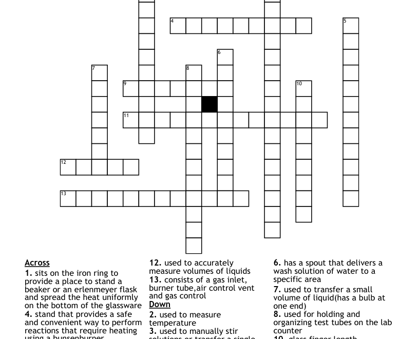 COMMON LABORATORY EQUIPMENT Crossword WordMint