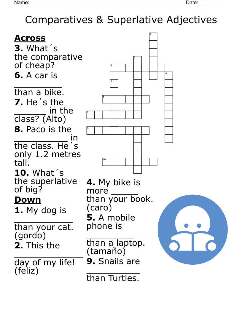 Comparatives Superlative Adjectives Crossword WordMint