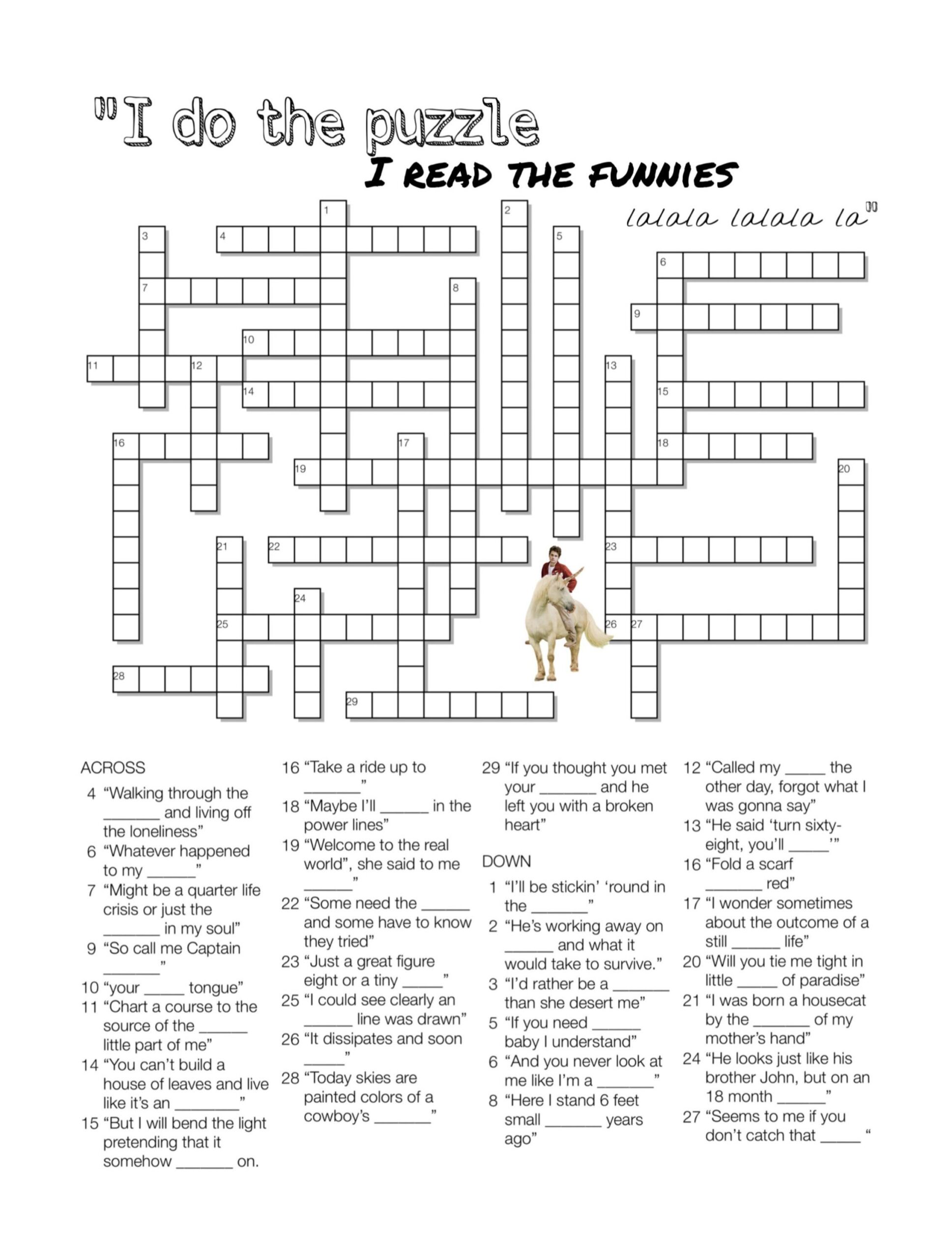 Complete the lyric Crossword Puzzle R JohnMayer Complete the lyric Crossword Puzzle R JohnMayer