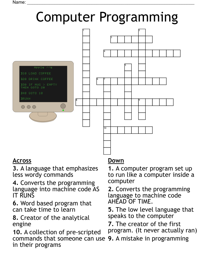 Computer Programming Crossword WordMint Computer Programming Crossword WordMint