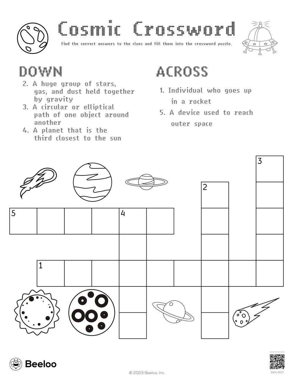 Cosmic Crossword Beeloo Printable Crafts And Activities For Kids
