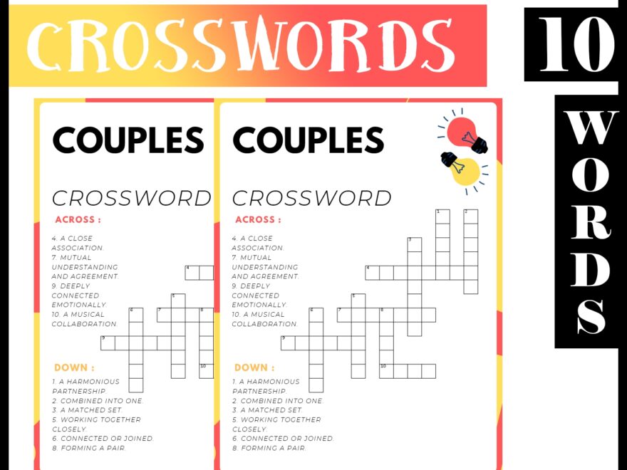 Couples No Prep Crossword Puzzle Worksheet Activity For Morning Work Made By Teachers