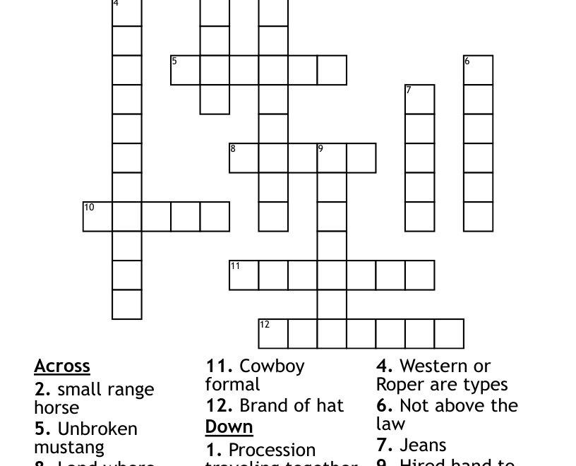 Cowboy Crossword WordMint