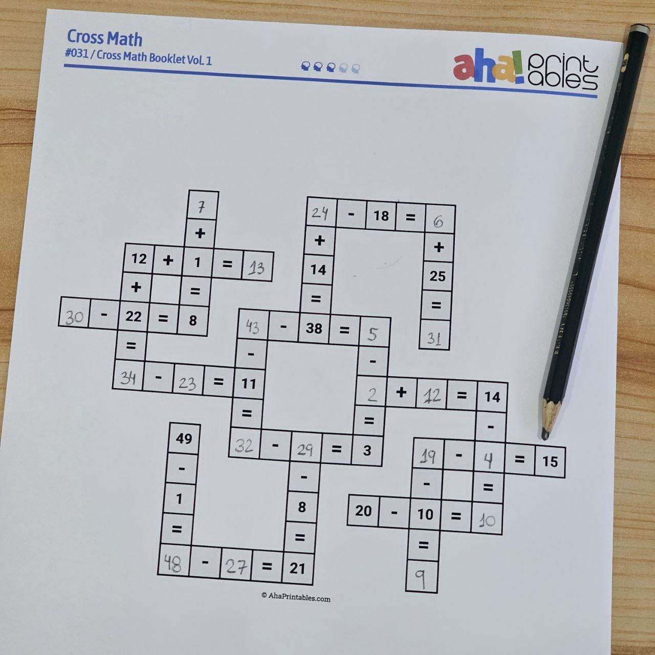 Cross Math Aha Printables Cross Math Aha Printables