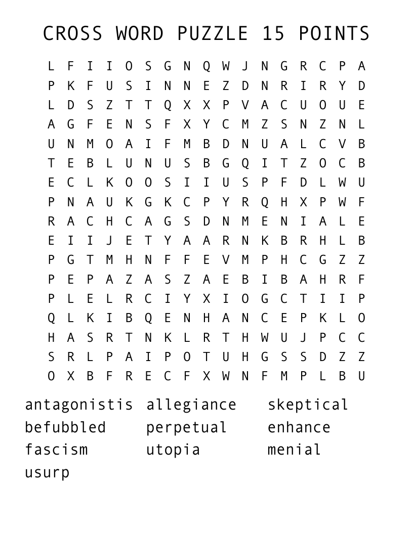 CROSS WORD PUZZLE 15 POINTS Word Search WordMint CROSS WORD PUZZLE 15 POINTS Word Search WordMint