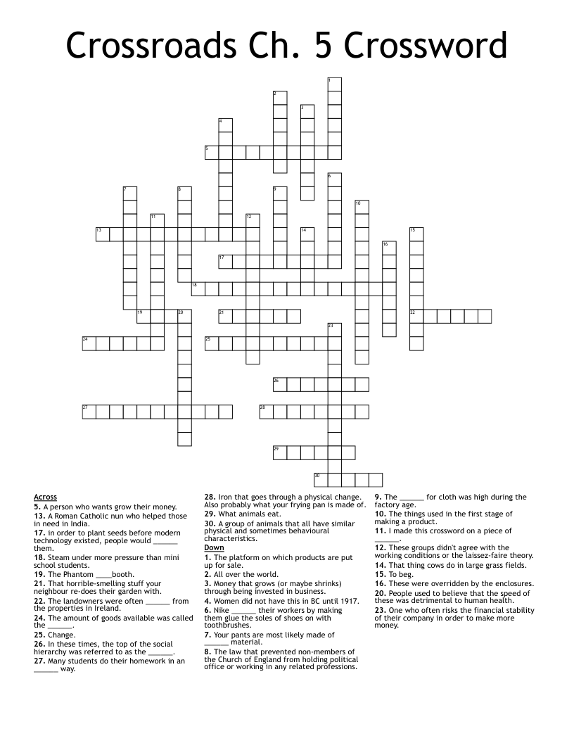 Crossroads Ch 5 Crossword WordMint Crossroads Ch 5 Crossword WordMint