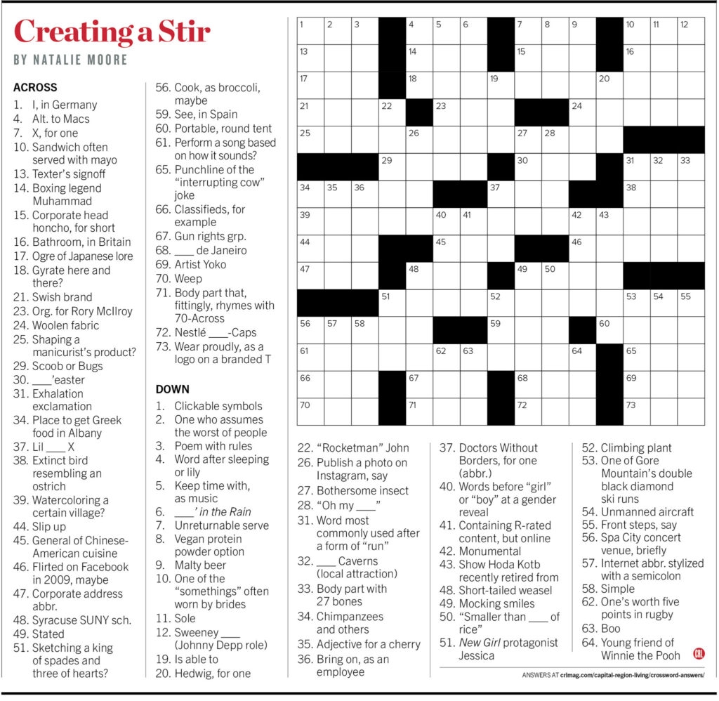Crossword Answers Capital Region Living Magazine Crossword Answers Capital Region Living Magazine