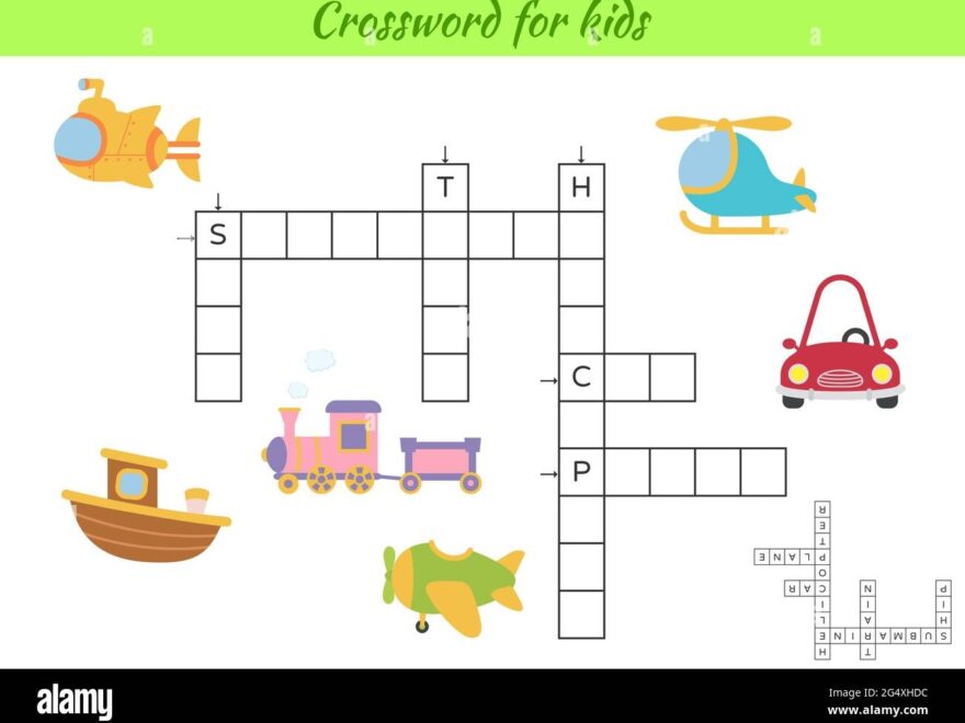 Crossword For Kids With Pictures Of Transport Educational Game For Study English Language And Words Children Activity Printable Worksheet Includes Stock Vector Image Art Alamy