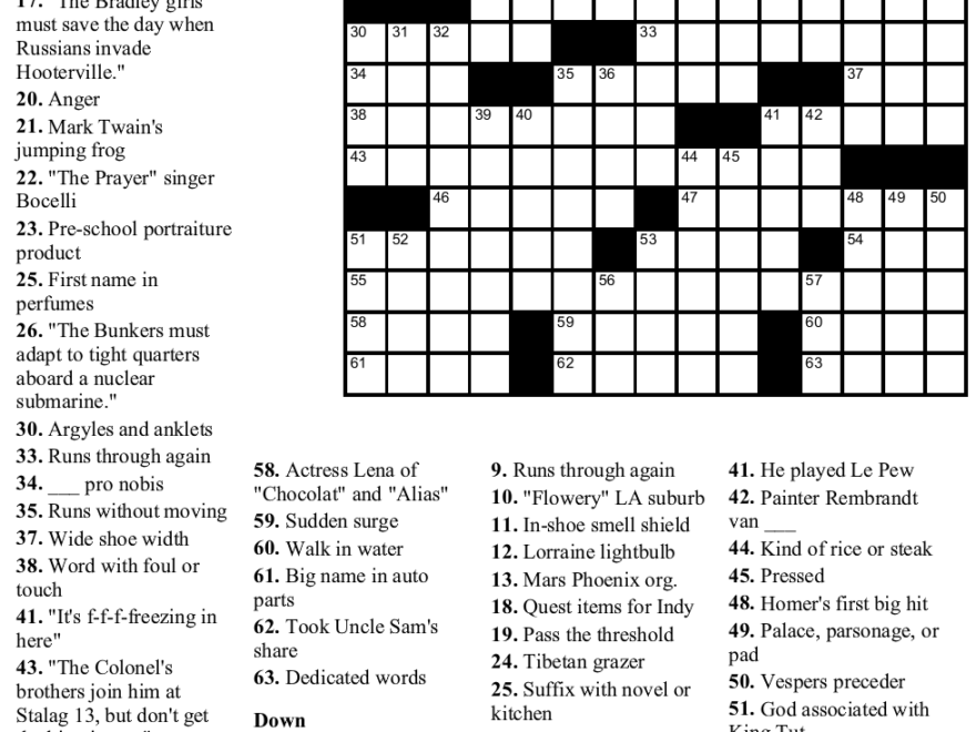 Crossword Puzzle 49 TV Gduie Beekeeper Crosswords