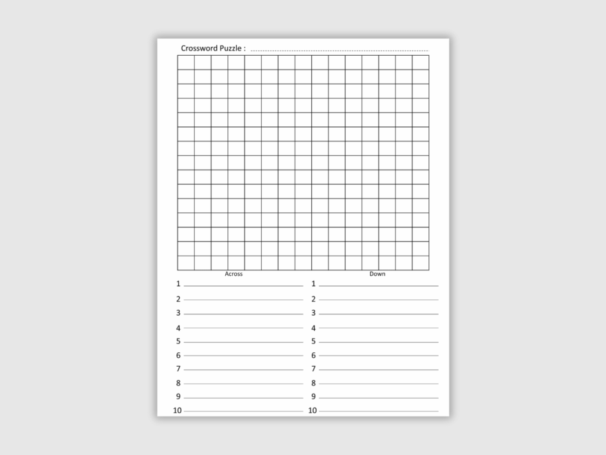 Crossword Puzzle Blank Template Create Your Own Puzzles Easily Printable 365