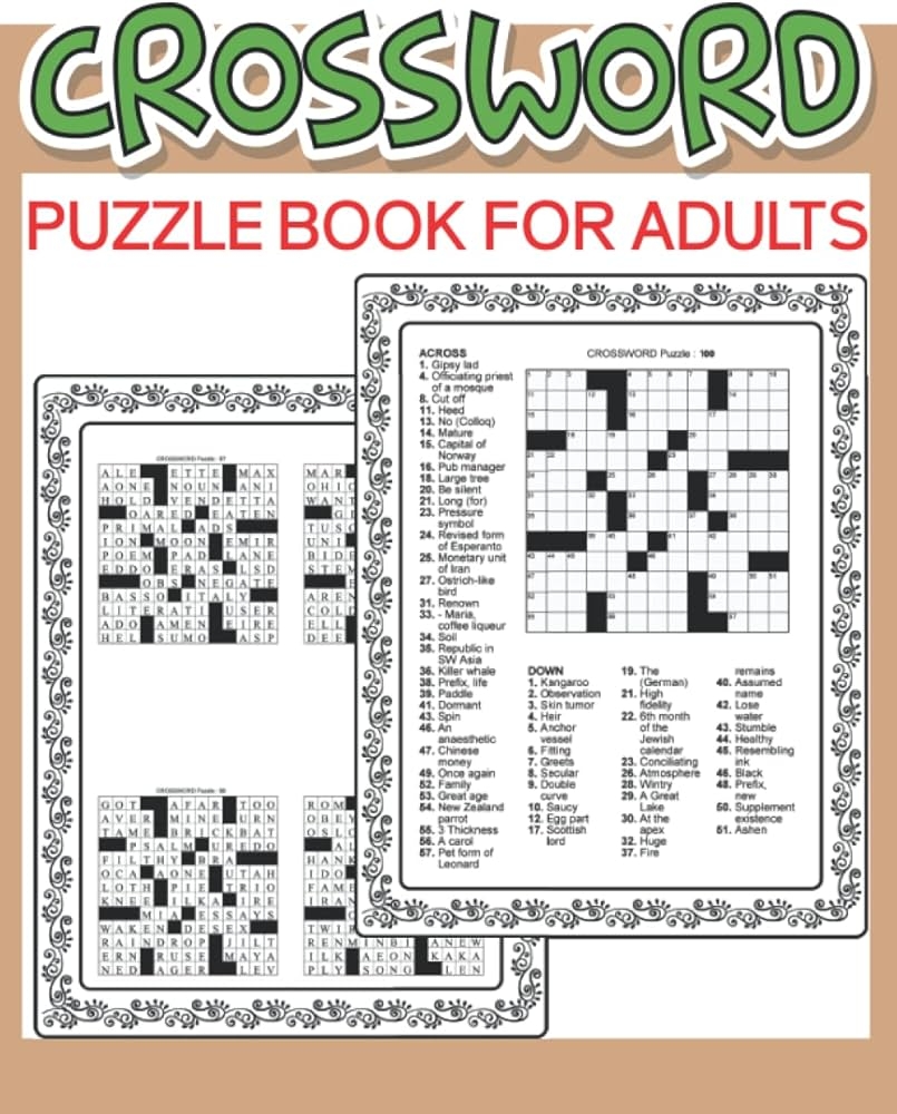 Crossword Puzzle Book For Adults 100 Large Print Hard Crossword Worksheets Library Crossword Puzzle Book For Adults 100 Large Print Hard Crossword Worksheets Library