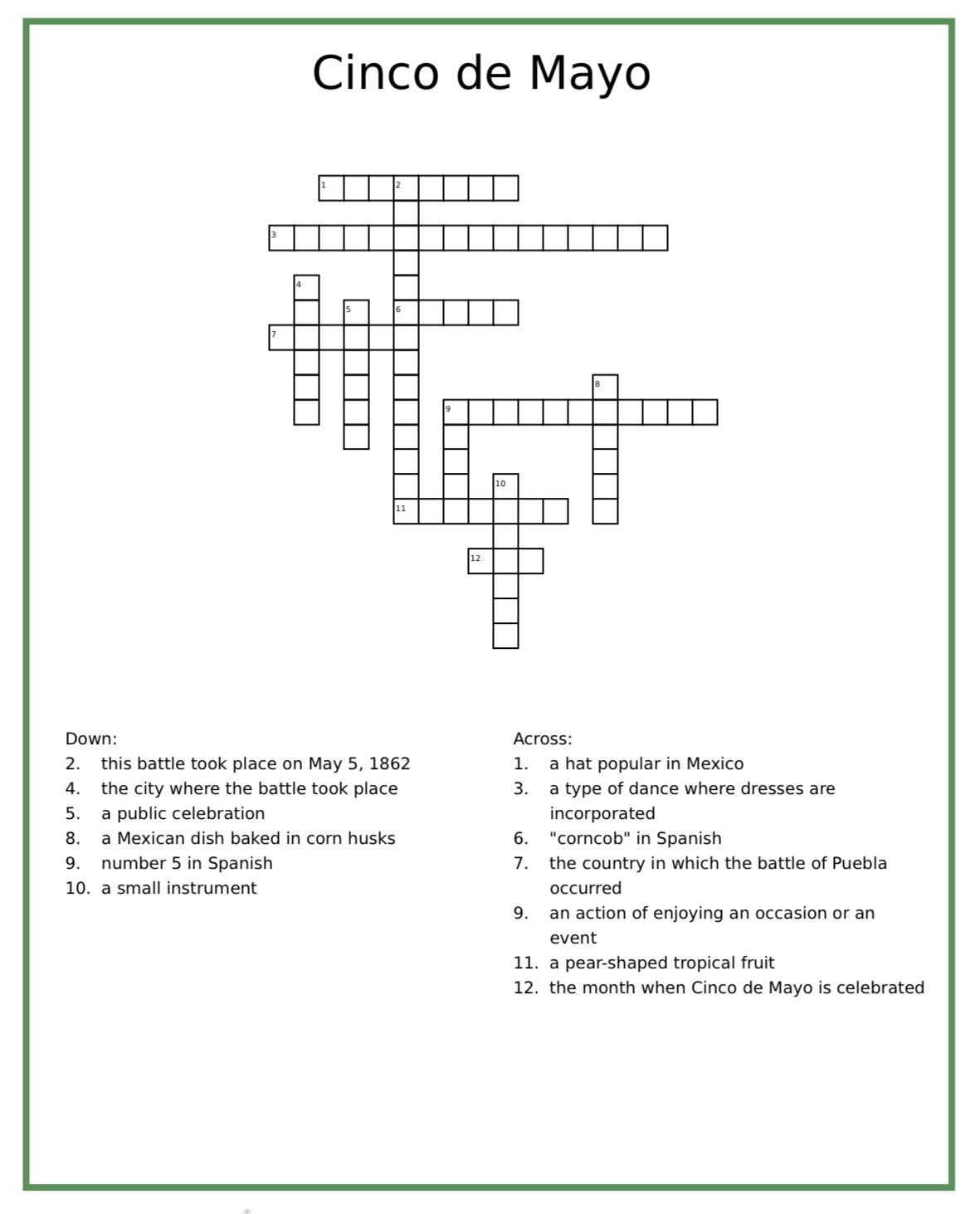 Crossword Puzzle For Cinco De Mayo El Camino College The Union Crossword Puzzle For Cinco De Mayo El Camino College The Union
