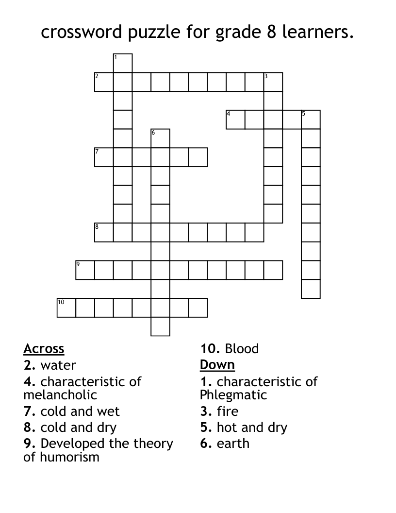 Crossword Puzzle For Grade 8 Learners WordMint Crossword Puzzle For Grade 8 Learners WordMint