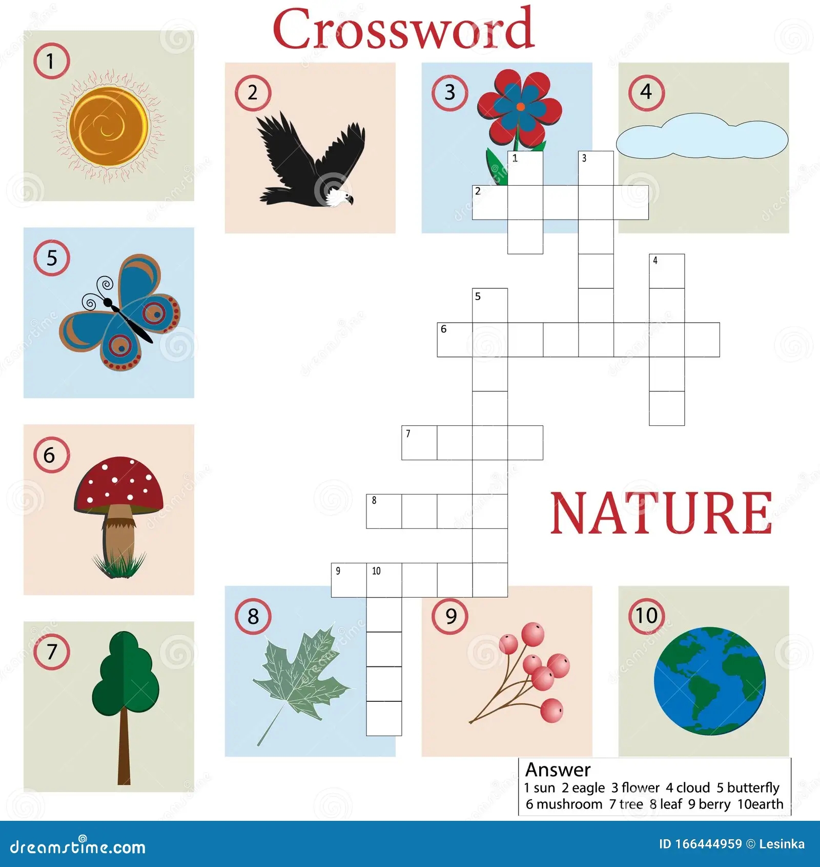 Crossword puzzle for kids theme nature Stock Vector Illustration Of Write Kids 166444959