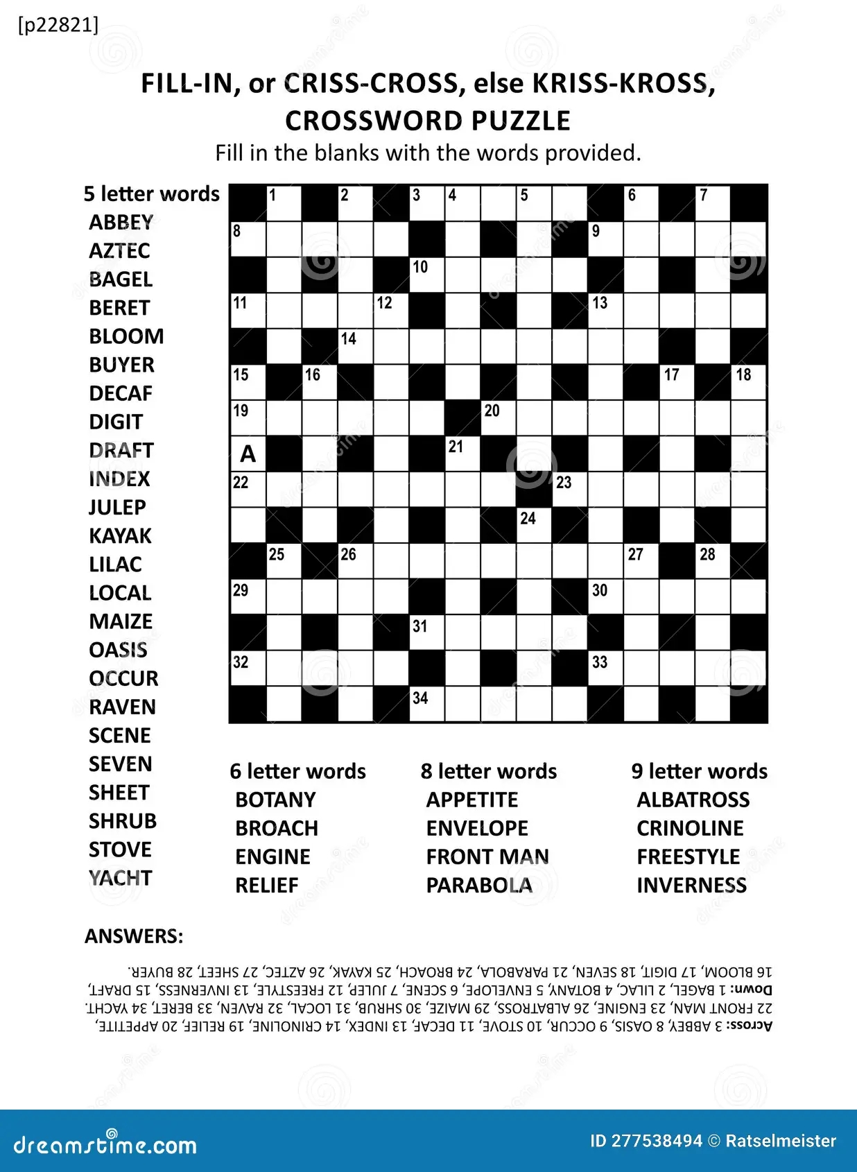 Crossword Puzzle Game Of 15x15 Size Grid Large Print Quick Style Criss coss or Fill in Else Kriss kross Stock Vector Illustration Of Kross Words 277538494