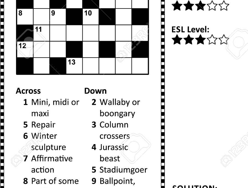 Crossword Puzzle Grid Clues And Solution Classic Quick Family Friendly Easy To Medium Difficulty Level Royalty Free SVG Cliparts Vectors And Stock Illustration Image 129961140