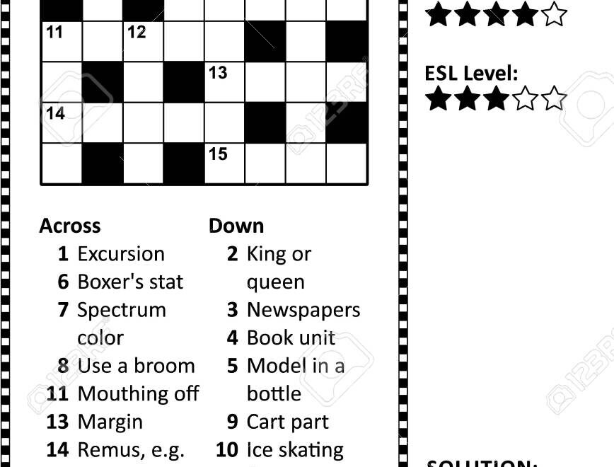 Crossword Puzzle Grid Clues And Solution Classic Quick Family Friendly Easy To Medium Difficulty Level Royalty Free SVG Cliparts Vectors And Stock Illustration Image 129961143