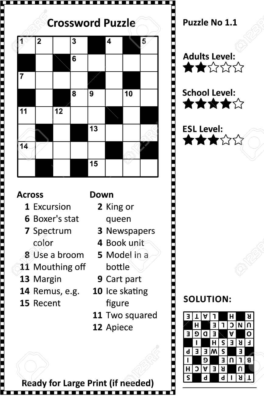 Crossword Puzzle Grid Clues And Solution Classic Quick Family Friendly Easy To Medium Difficulty Level Royalty Free SVG Cliparts Vectors And Stock Illustration Image 129961143  Crossword Puzzle Grid Clues And Solution Classic Quick Family Friendly Easy To Medium Difficulty Level Royalty Free SVG Cliparts Vectors And Stock Illustration Image 129961143
