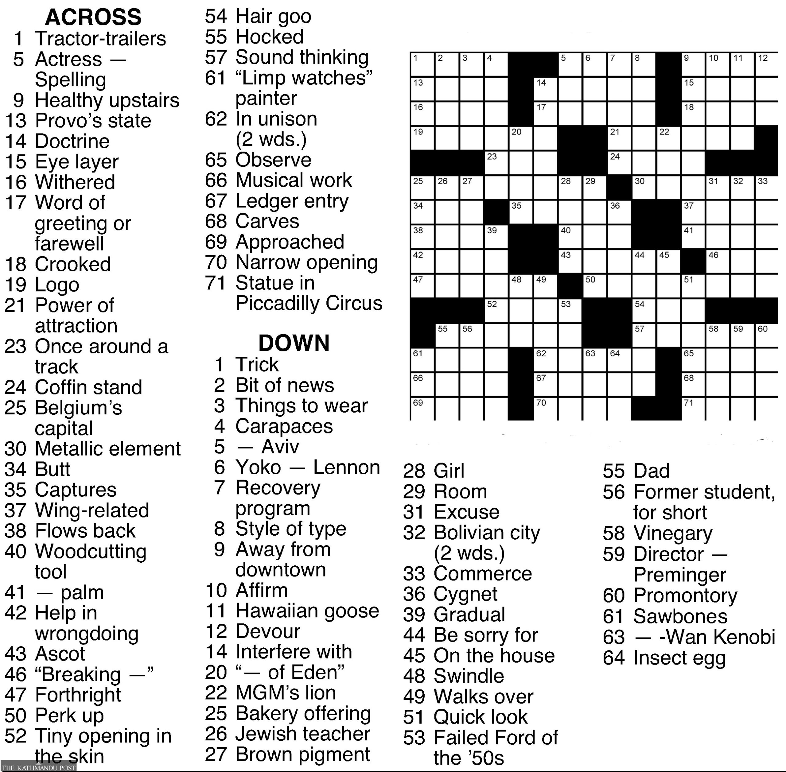 Crossword Puzzle The Kathmandu Post Crossword Puzzle The Kathmandu Post