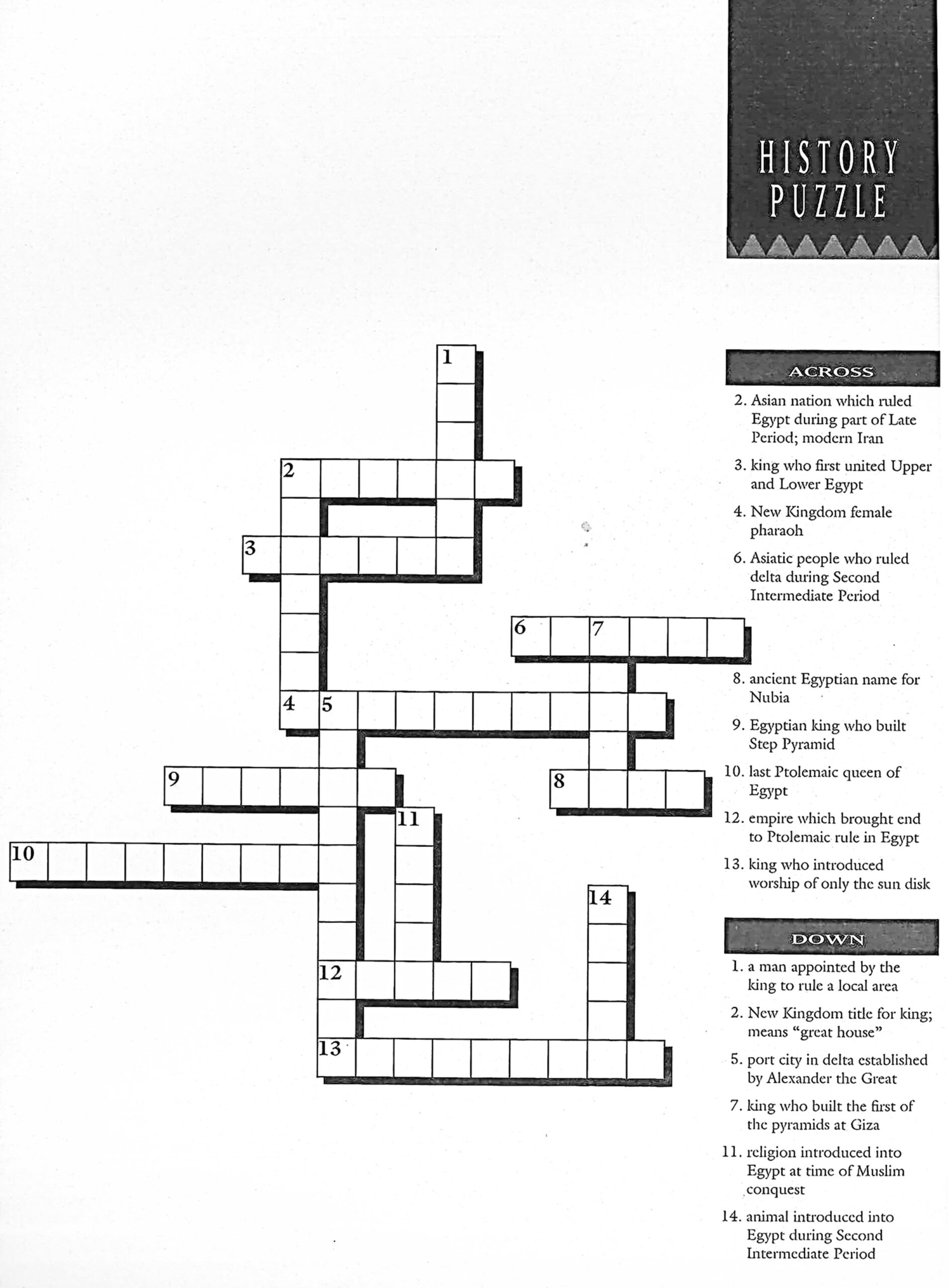 Printable History Crossword Puzzles Printable History Crossword Puzzles